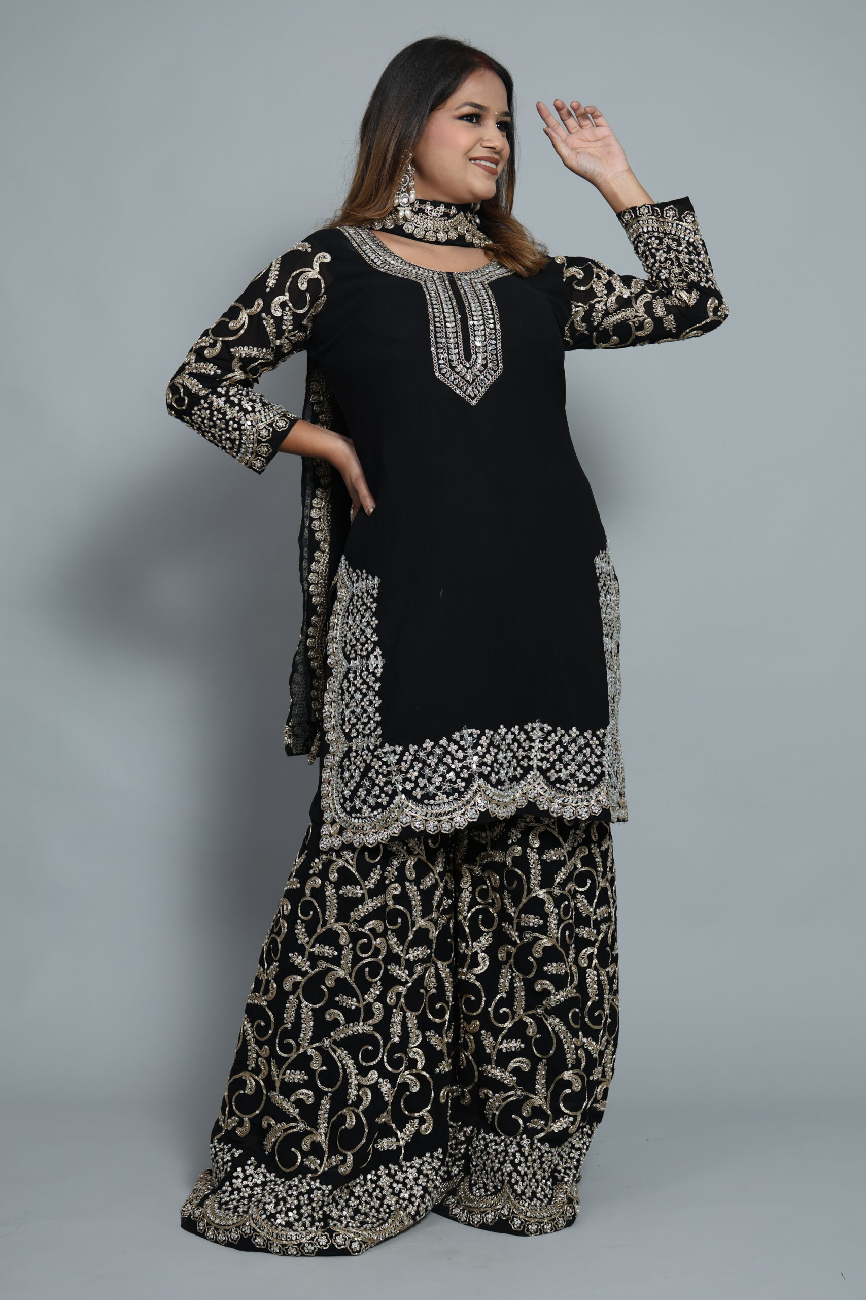 Black Sharara Set